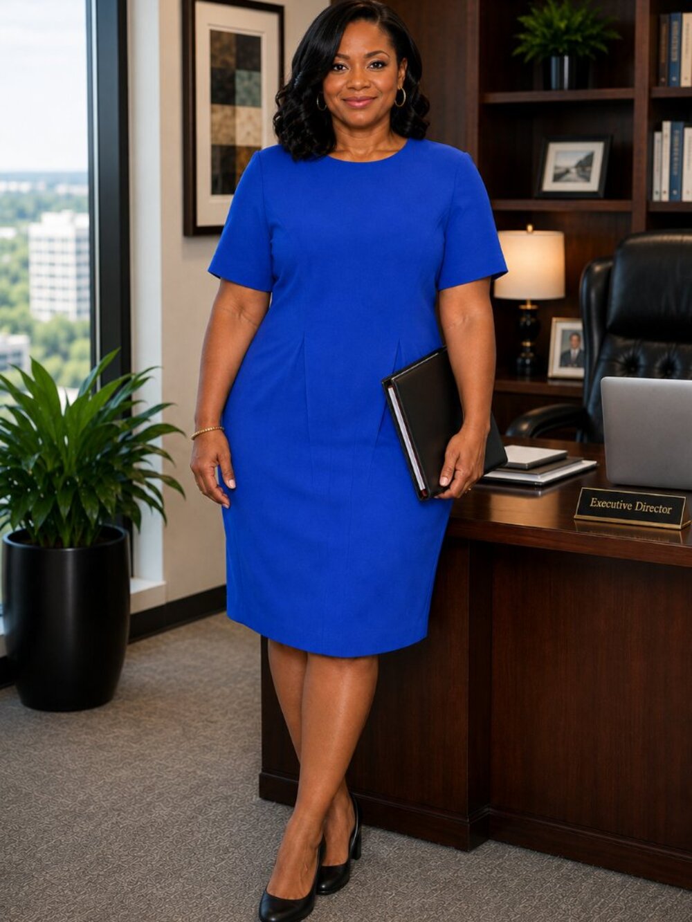 Worthington 14P Cobalt Blue Sheath Dress Power Dressing Officecore Petite